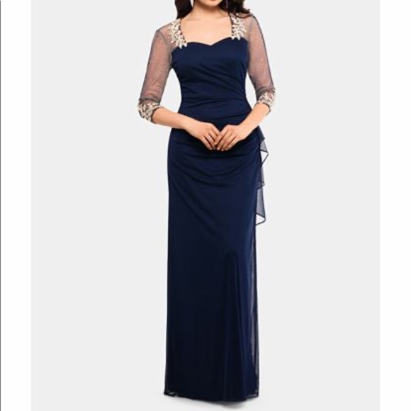 Xscape Dresses & Skirts - Petite Embellished Illusion Gown